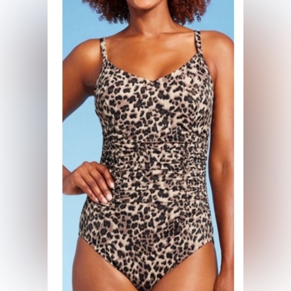 Aqua Green Plus Size One Piece Cheetah Print Bathing Suit